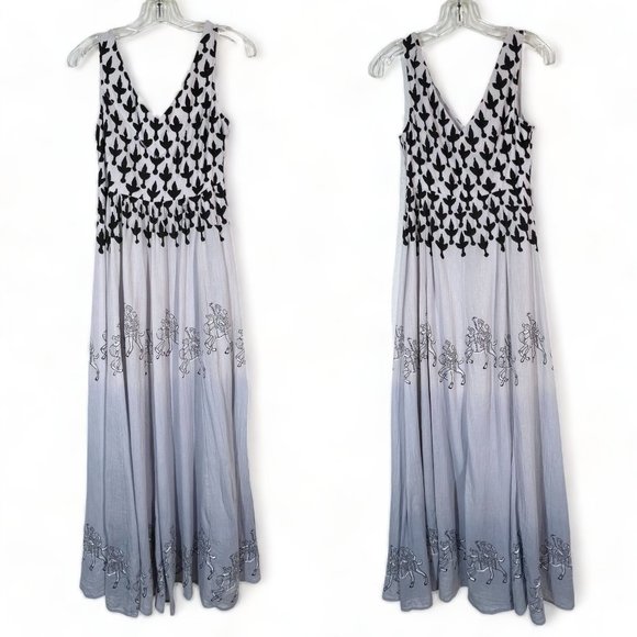 Anthropologie Floreat Sojourner Maxi Dress Size 4 Purple Black Sleeveless Sequin - Picture 4 of 16